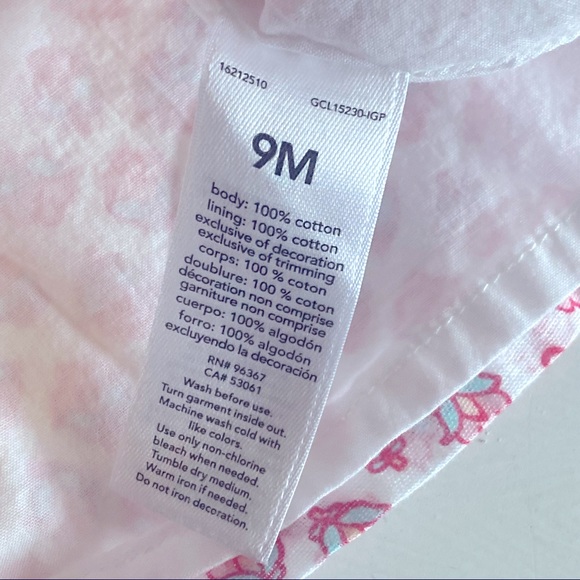 Baby B’gosh floral pink & turquoise dress with tassels on shoulder straps - Picture 8 of 9